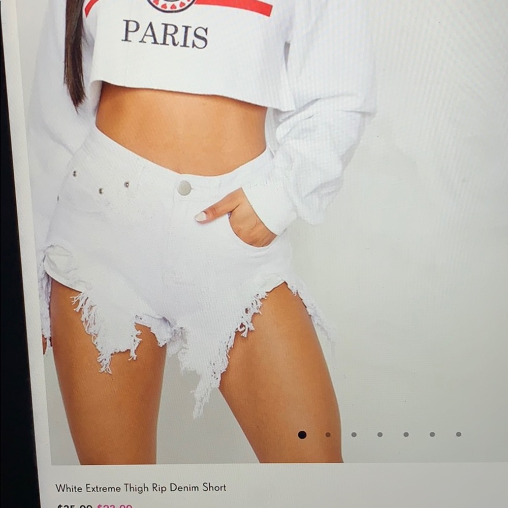 White denim shorts